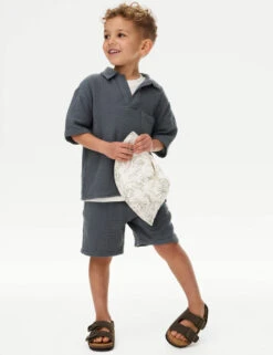 2pc Pure Cotton Top And Shorts Set (2-8 Yrs) -School Uniform Store 2pc Pure Cotton Top and Shorts Set 2 8 Yrs 1 2