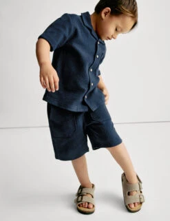 2pc Pure Cotton Waffle Shirt And Short Set (2-8 Yrs)