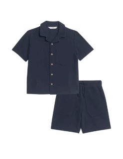 2pc Pure Cotton Waffle Shirt And Short Set (2-8 Yrs) 30 2pc Pure Cotton Waffle Shirt And Short Set (2-8 Yrs) -School Uniform Store 2pc pure cotton waffle shirt and short set 2 8 yrs