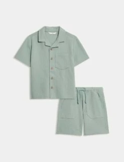 2pc Pure Cotton Waffle Shirt And Short Set (2-8 Yrs) 37 2pc Pure Cotton Waffle Shirt And Short Set (2-8 Yrs) -School Uniform Store 2pc pure cotton waffle shirt and short set 2 8 yrs 1 14