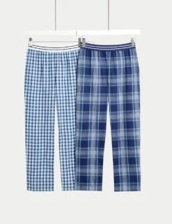 2pk Pure Cotton Checked Pyjama Bottoms (6-16 Yrs) 5 2pk Pure Cotton Checked Pyjama Bottoms (6-16 Yrs) -School Uniform Store 2pk pure cotton checked pyjama bottoms 6 16 yrs 1 1