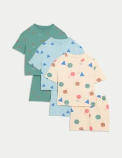 3pk Cotton Rich Abstract Pyjamas (1-8 Yrs)