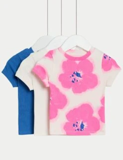 3pk Cotton Rich Floral T-Shirts (2-8 Yrs)