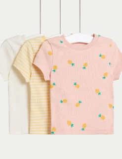 3pk Cotton Rich Ribbed T-Shirts (2-8 Yrs)