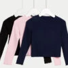 3pk Cotton Rich Ribbed Tops (2-8 Yrs)