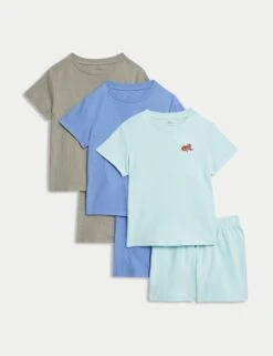 3pk Pure Cotton Pyjama Sets (1-8 Yrs)