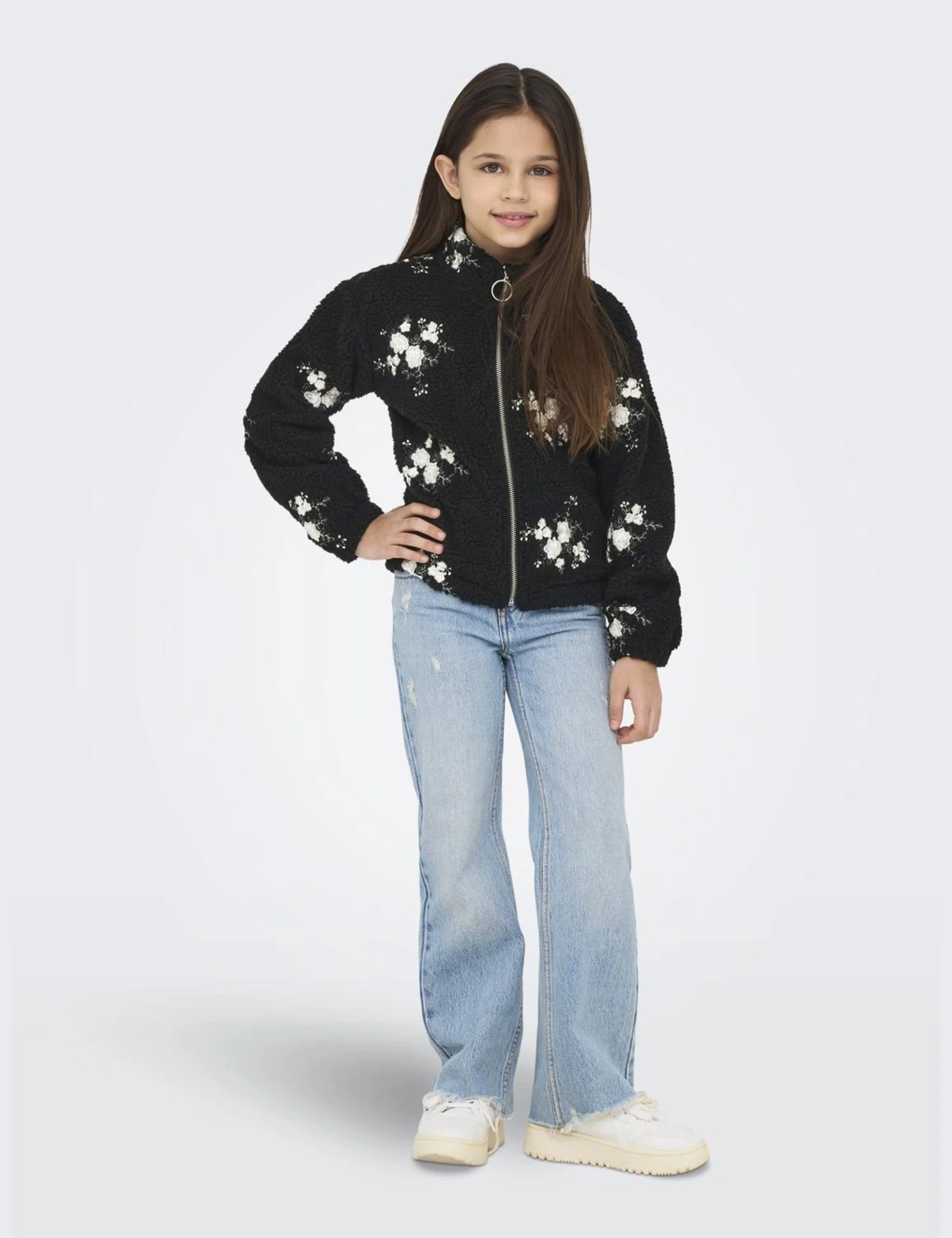 Borg Fleece Embroidered Floral Jacket (7-14 Yrs) 3 Borg Fleece Embroidered Floral Jacket (7-14 Yrs)