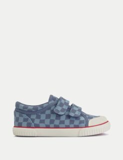 Canvas Checked Riptape Trainers (6 Small - 3 Large)