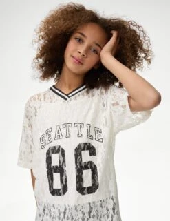 Cotton Blend Lace Print Top (6-16 Yrs)