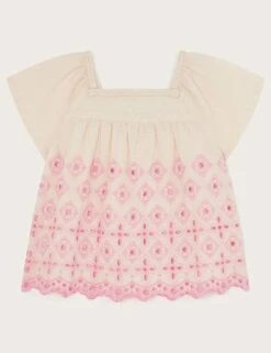 MONSOON Cotton Rich Broderie Top (3-13 Yrs) -School Uniform Store Cotton Rich Broderie Top 3 13 Yrs 1 2