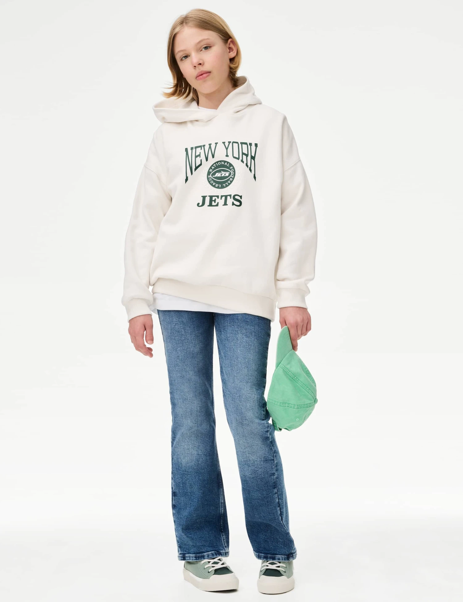 Cotton Rich NFL Jets Hoodie (6-16 Yrs) 5 Cotton Rich NFL Jets Hoodie (6-16 Yrs) - Image 3