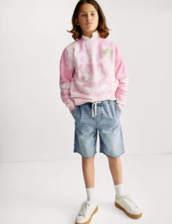 Denim Elasticated Waist Frayed Shorts (6-16 Yrs) -School Uniform Store Denim Elasticated Waist Frayed Shorts 6 16 Yrs 1 2