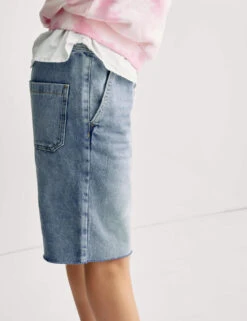 Denim Elasticated Waist Frayed Shorts (6-16 Yrs) -School Uniform Store Denim Elasticated Waist Frayed Shorts 6 16 Yrs 1 3