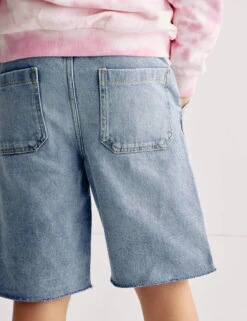Denim Elasticated Waist Frayed Shorts (6-16 Yrs) -School Uniform Store Denim Elasticated Waist Frayed Shorts 6 16 Yrs 1 5