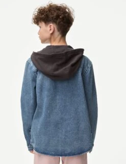 Denim Hooded Shacket (6-16 Yrs) -School Uniform Store Denim Hooded Shacket 6 16 Yrs 1 4
