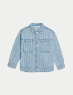 Denim Striped Shacket (2-16 Yrs) -School Uniform Store Denim Striped Shacket 2 16 Yrs 1 1