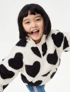 Heart Print Borg Jacket (12 Mths-8 Yrs)