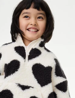 Heart Print Borg Jacket (12 Mths-8 Yrs) -School Uniform Store Heart Print Borg Jacket 12 Mths 8 Yrs 1 3