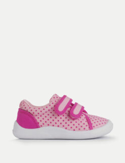 Kids' Canvas Polka Dot Riptape Trainers (3 Small - 7 Small)