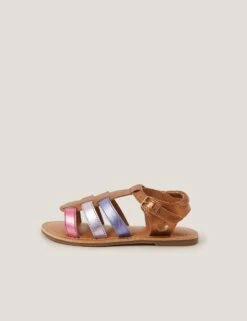 MONSOON Kids' Leather Metallic Sandals (7 Small - 12 Small)