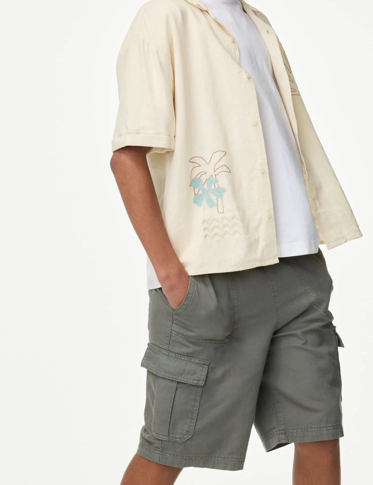 Linen Rich Embroidered Shirt (6-16 Yrs) 5 Linen Rich Embroidered Shirt (6-16 Yrs) - Image 3