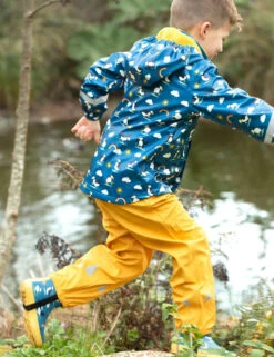 Frugi Puffin Print Hooded Fleece Lined Raincoat ( 1 - 10 Yrs) -School Uniform Store MS 01 T94 8147S E4 X EC 3