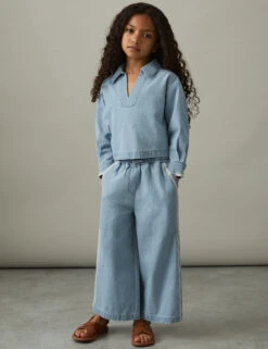 Reiss Pure Cotton Chambray Collared Top (4-14 Yrs)
