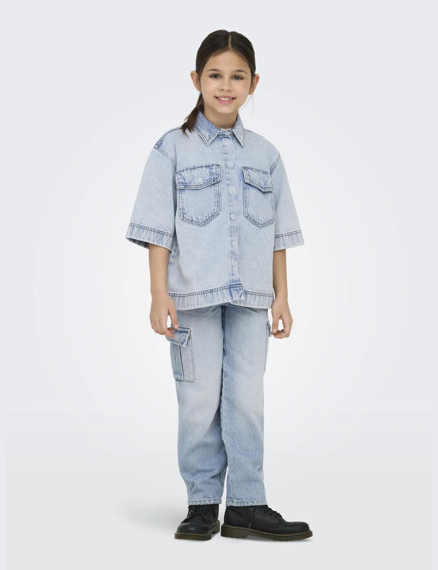 Pure Cotton Denim Denim Oversized Shirt (8-14 Yrs) 3 Pure Cotton Denim Denim Oversized Shirt (8-14 Yrs)