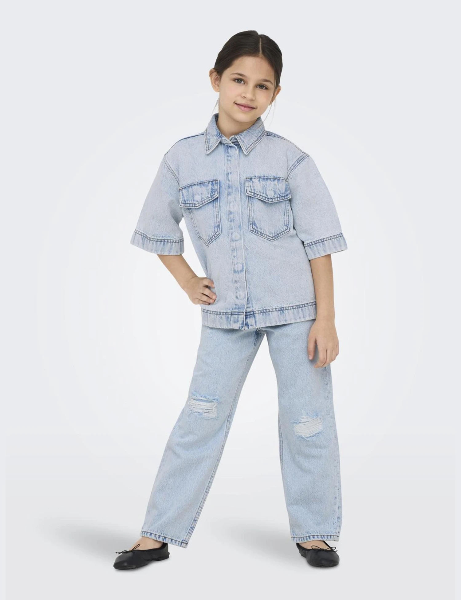 Pure Cotton Denim Denim Oversized Shirt (8-14 Yrs) 5 Pure Cotton Denim Denim Oversized Shirt (8-14 Yrs) - Image 3