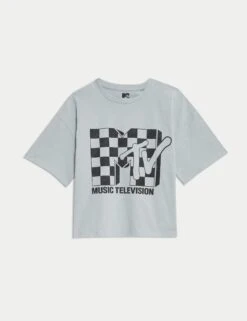 Pure Cotton MTV™ Cropped T-Shirt (6-16 Yrs) -School Uniform Store Pure Cotton MTV Cropped T Shirt 6 16 Yrs 1 1