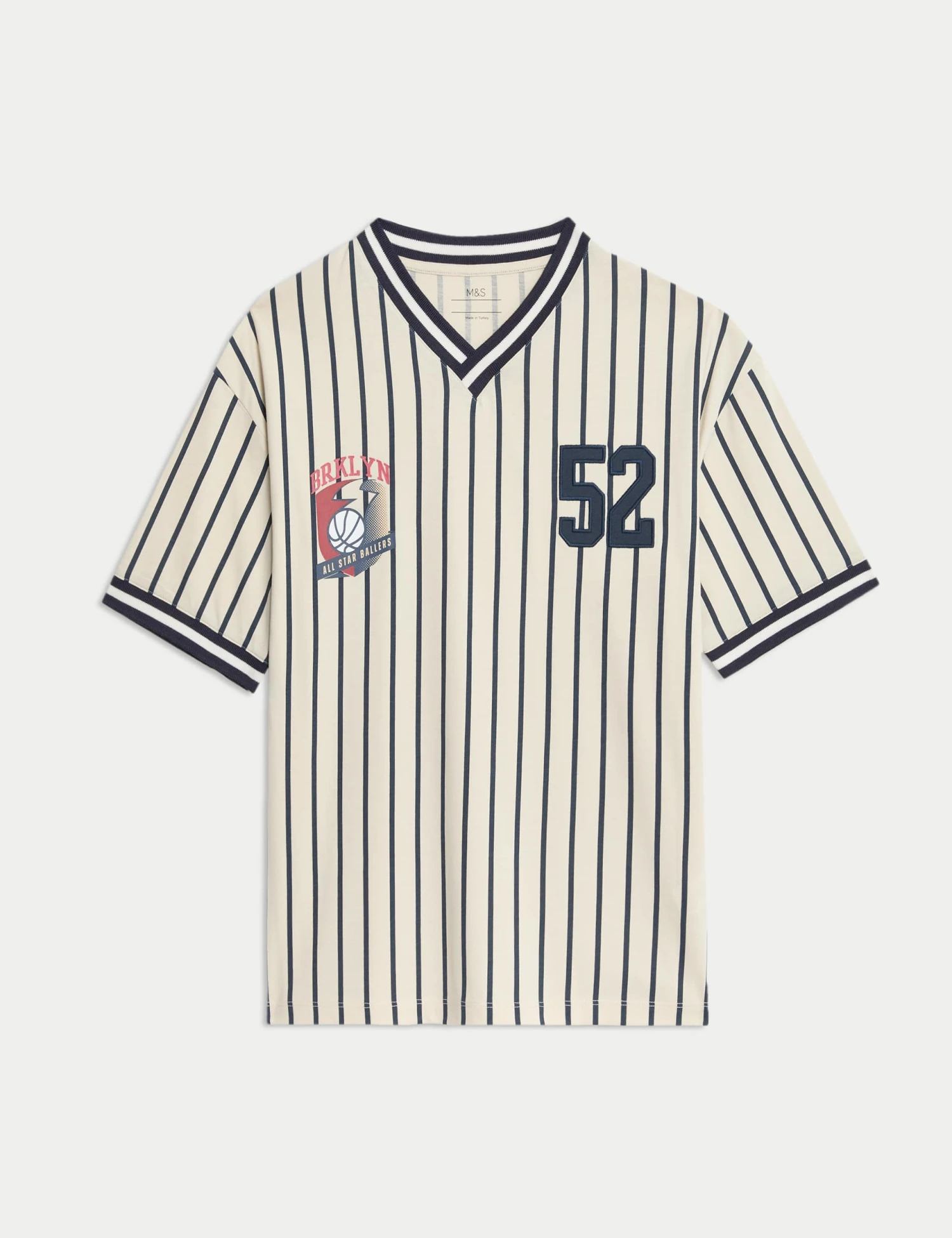 Pure Cotton Striped Baseball T-Shirt (6-16 Yrs) 4 Pure Cotton Striped Baseball T-Shirt (6-16 Yrs) - Image 2