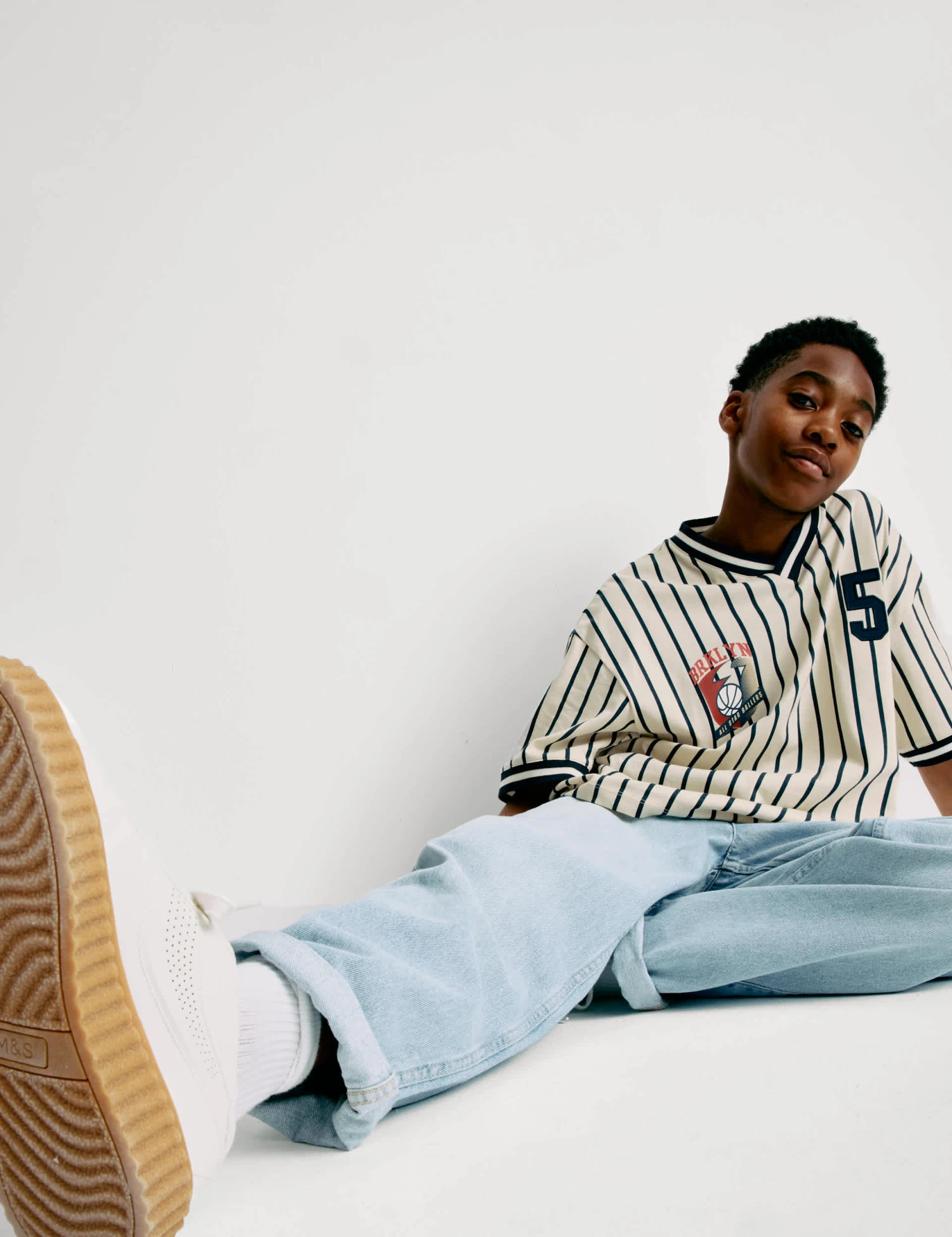 Pure Cotton Striped Baseball T-Shirt (6-16 Yrs) 8 Pure Cotton Striped Baseball T-Shirt (6-16 Yrs) - Image 6