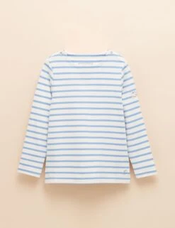 Joules Pure Cotton Striped Button Detail Top