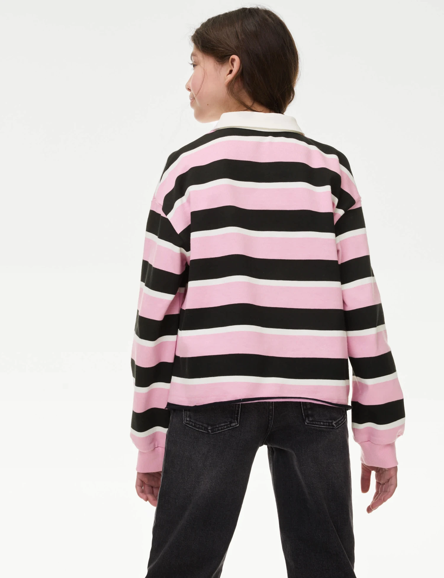 Pure Cotton Striped Rugby Top (6-16 Yrs) 6 Pure Cotton Striped Rugby Top (6-16 Yrs) - Image 4