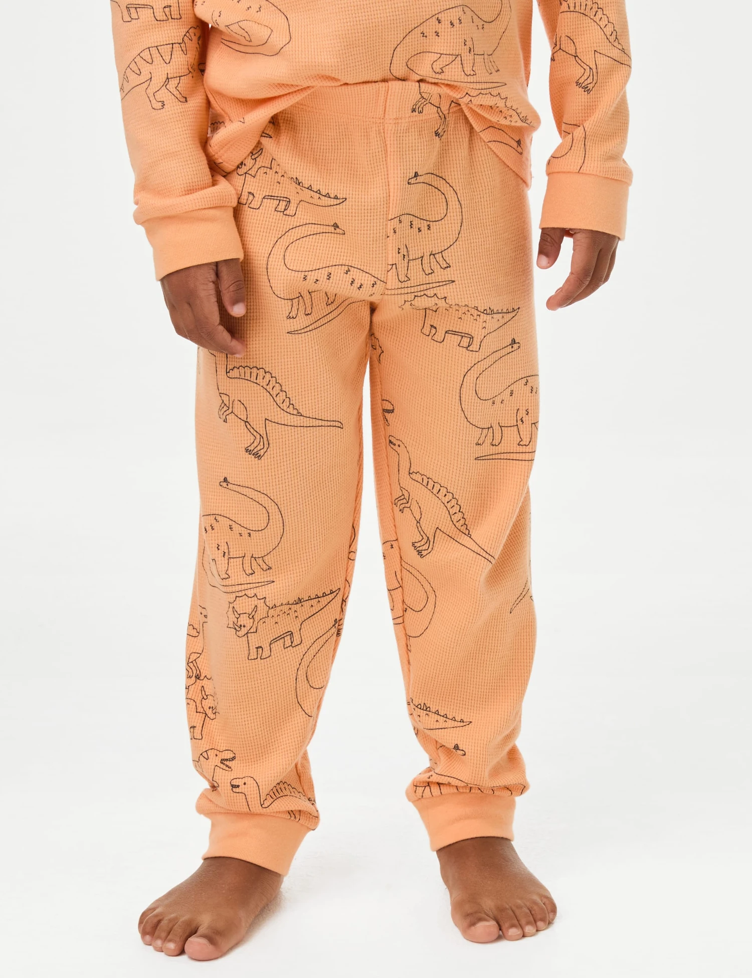 Pure Cotton Waffle Dinosaur Pyjamas (1-8 Yrs) 6 Pure Cotton Waffle Dinosaur Pyjamas (1-8 Yrs) - Image 4