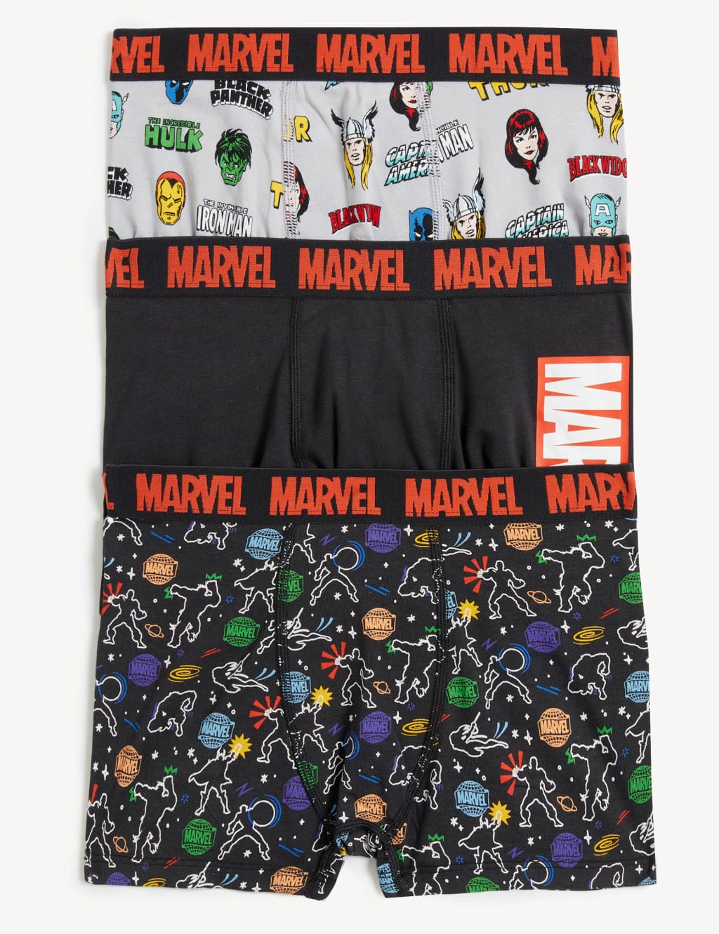 3pk Cotton Rich Marvel™ Trunks (3-16 Yrs) 3 3pk Cotton Rich Marvel™ Trunks (3-16 Yrs)