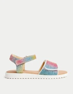 Kids' Rainbow Glitter Riptape Sandals (4 Small - 13 Small)