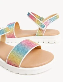 Kids' Rainbow Glitter Sandals (13 Small - 6 Large) 8 Kids' Rainbow Glitter Sandals (13 Small - 6 Large) -School Uniform Store SD 04 T72 4460G ZZ X EC 1