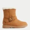 Kids' Faux Fur Lined Buckle Ankle Boots (4 Small - 13 Small)