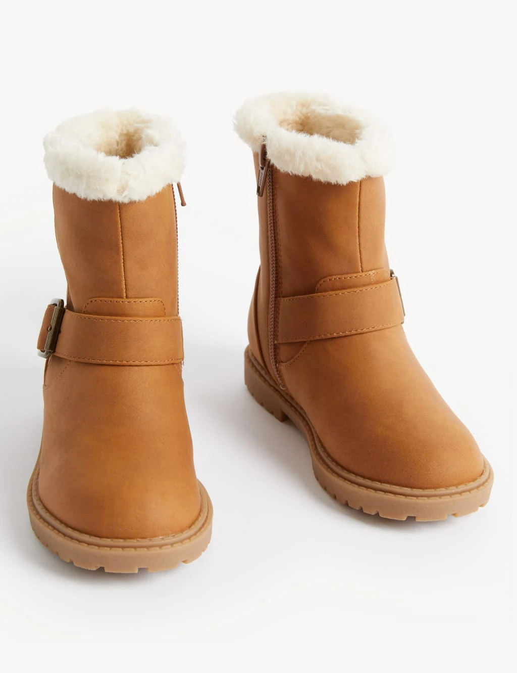 Kids' Faux Fur Lined Buckle Ankle Boots (4 Small - 13 Small) 4 Kids' Faux Fur Lined Buckle Ankle Boots (4 Small - 13 Small) - Image 2
