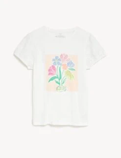 Pure Cotton Floral T-Shirt (6-16 Yrs)