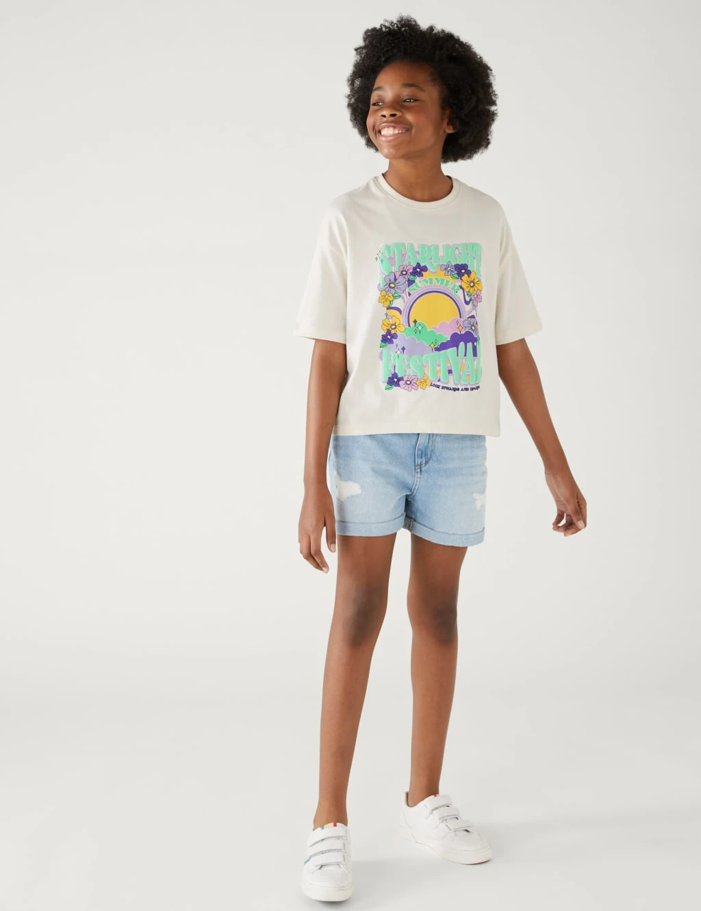 Pure Cotton Slogan Cropped T-Shirt (6-16 Yrs) 5 Pure Cotton Slogan Cropped T-Shirt (6-16 Yrs) - Image 3