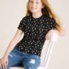 Cotton Rich Floral Print Ribbed T-shirt (6-16 Yrs) -School Uniform Store SD 04 T74 2210V Y4 X EC 0
