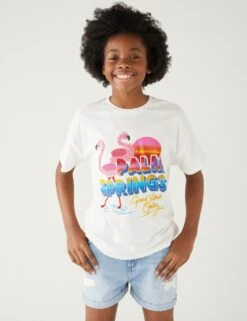 Pure Cotton Sequin Flamingo T-Shirt (6 - 16 Yrs)