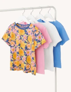 4pk Pure Cotton Floral & Plain (6-16 Yrs)