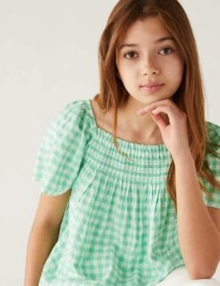Cotton Rich Checked Blouse (6-16 Yrs) -School Uniform Store SD 04 T74 2257E J4 X EC 1