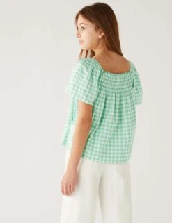 Cotton Rich Checked Blouse (6-16 Yrs) -School Uniform Store SD 04 T74 2257E J4 X EC 2