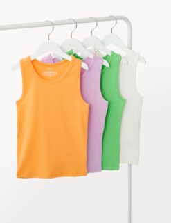 4pk Cotton Rich Vests (6-16 Yrs)