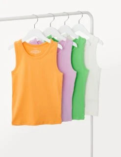 4pk Cotton Rich Vests (6-16 Yrs)