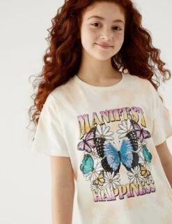 Pure Cotton Tie Dye Butterfly T-Shirt (6-16 Yrs)